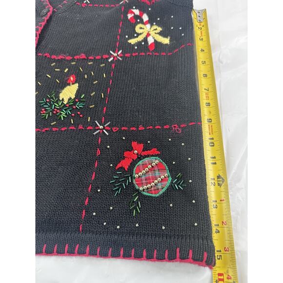 Vintage Ship 'N Shore Sport Christmas Tree Candy Canes Cardigan Sweater Size M - Picture 10 of 10